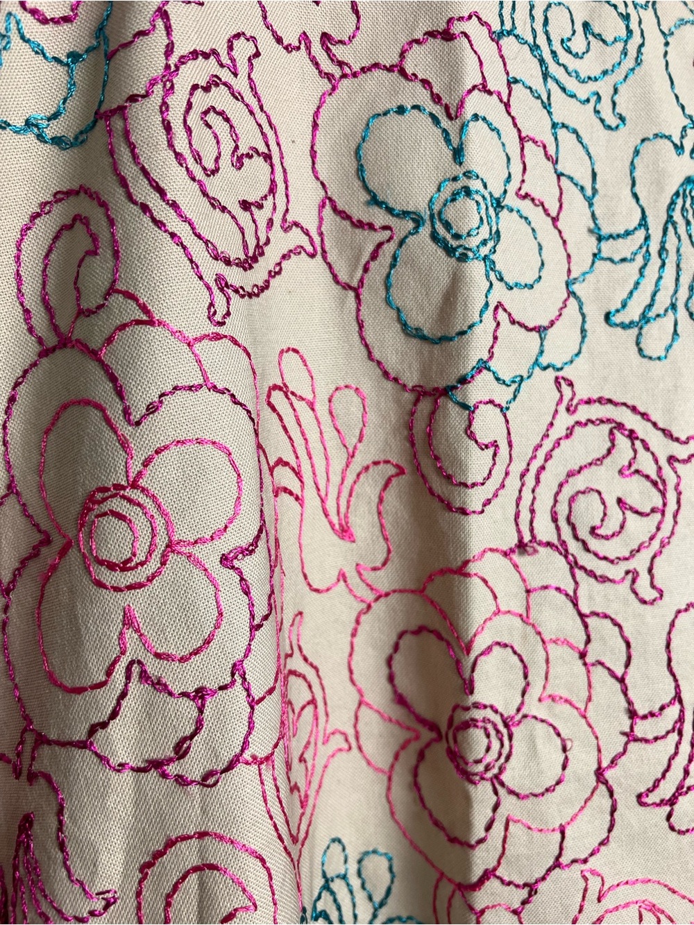 ABR New York Embroidered Floral Linen Skirt - Size 12P